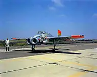 Bell X-14 showing lengthened landing gear legs to reduce suckdown