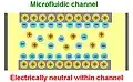 Microfluidic channel, electrically neutral inside the channel